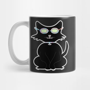 Retro Kitty. A cute black cat with cool hipster vibes. Funky design for cat people! Mug